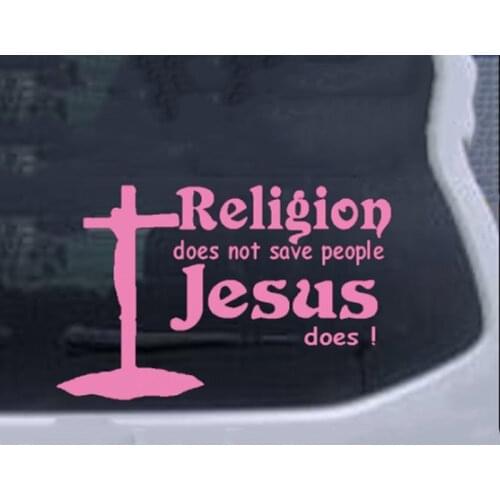 Religion Does Not Save People Car Sticker Jesus Does Vinyl Decals Car Truck Window Laptop Decal Sticker