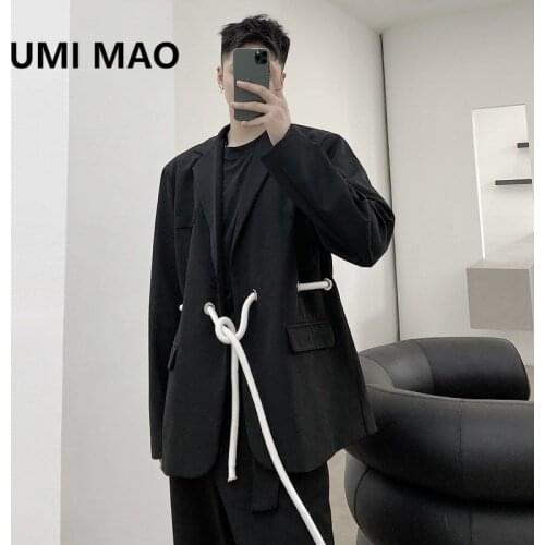 Niche original dark design hairstylist wearing rope suit coat mens p130