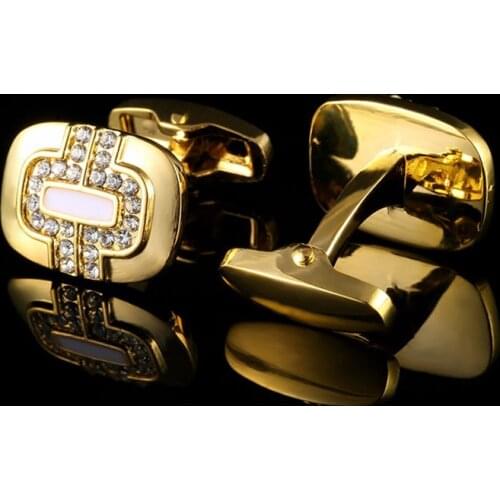 New Style Gold Drip Glaze French Cufflinks Mens Shirt Accessories Business Suit Cuff Buttons Men Jewelry Gifts Crystal Cufflink