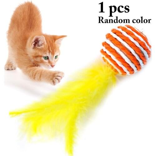 1Pcs Wand Refill Toy Creative Fake Feather Kitten Ball Toy Cat Toy Cat Wand Refill Pet Cat Teething Toy For Cats Pet Accessories