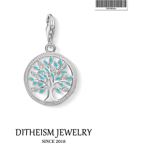 Blue Tree Charms Pendant,2018 Fashion Jewelry 925 Sterling Silver Romantic Gift For Women Girls Fit Bracelet Necklace Bag