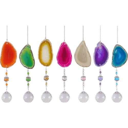 Sun Moon Wind Chime Crystal Light Catcher Pendant Hanging Drop Lamp Ornament Rainbow Maker Courtyard Bedroom Decor