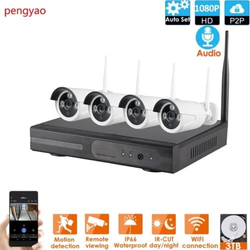 Py 8CH Wireless CCTV System H.265+ 1080P NVR 2CH/4CH 2MP IR-CUT Outdoor CCTV Camera IP Security System Video Surveillance Kit