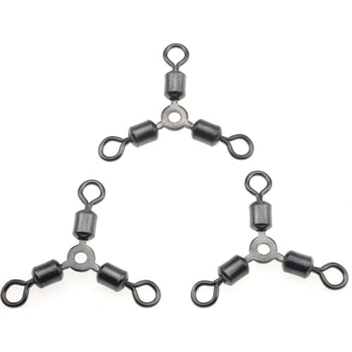 Rompin 20pcs Brass snap swivels O-shape 3-way rolling fishing swivel Connector fishing hook Terminal swivel for Fishihooks