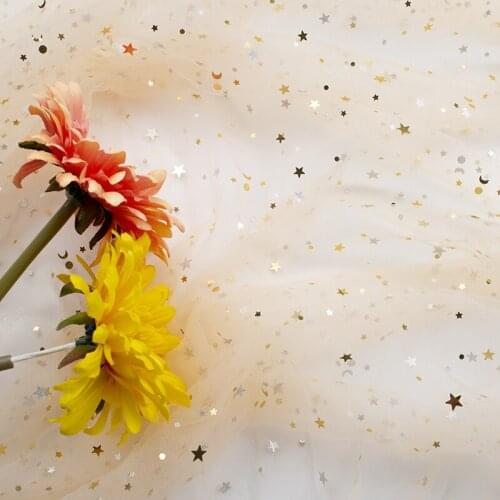 Width 62'' Star Black Sequin Mesh Lace Soft Sand Fabric By The Yard For Background Cloth Princess Skirt Curtain Material