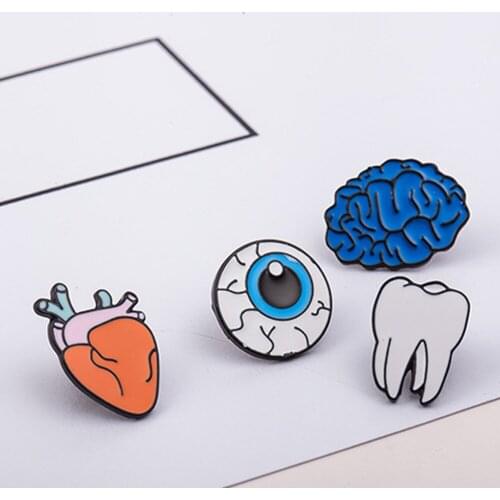 Style Trendy 2021 HOT SALE Latest Novelty Cartoon Brooch Perfect Original Big Eyes Heart Brain Teeth Cute Design Enamel Badge