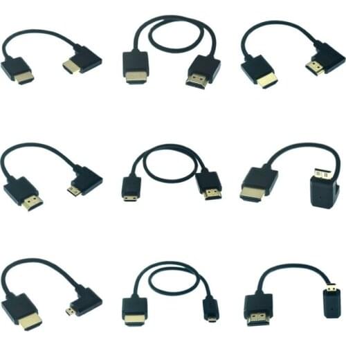 Ultra Slim 4K*2K @60HZ HD-2.0 Male To Micro Mini HD Right Left Up Down Elbow Male HDMI-compatible-2.0V Extension Cable Angle