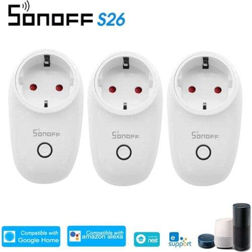 3pcs/Lot SONOFF S26 ITEAD Wifi Smart Socket Wireless Remote Control Charging Adapter Smart Home Power Sockets US/UK/CN/AU/EU