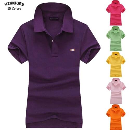 Top Quality 2020 New Womens Short Sleeve Polos Shirts Solid Color 100% Cotton Casual Lpale Ladies Tees Fashion Slim Summer Tops