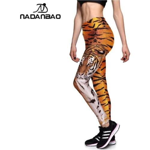 NADANBAO Seamless Slim Legging 3D Tiger Pattern Fashion Leggins Mid Waist PUSH UP Fitness Workou Pants Women Leopard Legging New