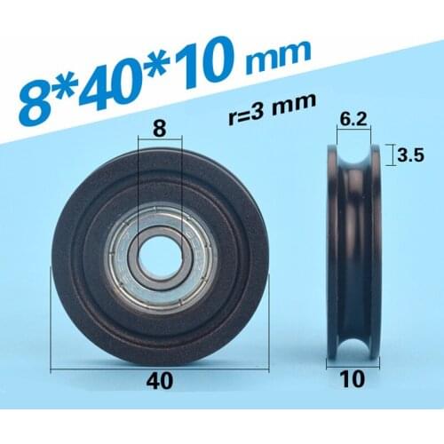 [U0840-10]Free shipping 10PCS 608ZZ covered plastic bearing windor door wheel U Groove BRAEING WHEEL 8mm*40mm*10mm pulley