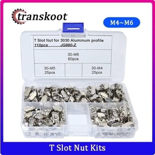 110pcs Assortment Kits M6 M5 M4 Aluminum Extrusion Profile T Slot 8mm Nut T Drop in Hammer Head Nut