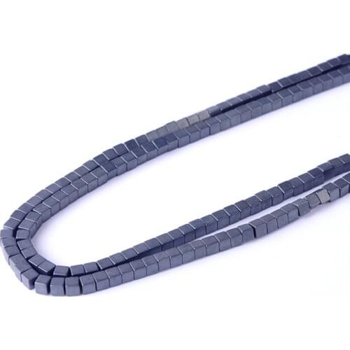 2mm Natural stone Matte Loose Square shape Beads Hematite beads High quality Pick size For DIY Necklace Bracelet Jewelry Making