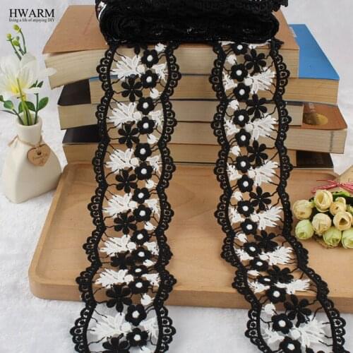 2yard 9.5cm Multicolor african lace fabric ribbon trim wedding decoration for home water-soluble embroidery fabric lace