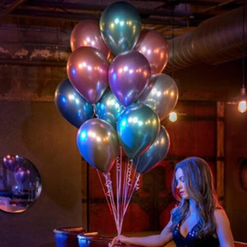 20pcs 12inch Multi Chrome Metallic Latex Balloons Metal Rose Gold Helium Balloon Birthday Valentines Marriage Party Decorations