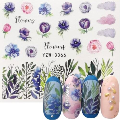 2020 New Water Nail Stickers Flower Leaves Nail Art Water Transfer Stickers Decals Watermark Tattoo Manicure Decorations