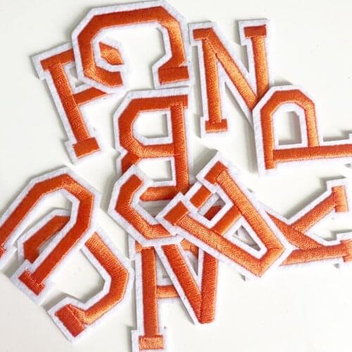 5pc Orange Letter Embroidery Iron on Love Patch Alphabet Clothes Diy Stickers 26 Letters Sew on Kids Dress Decoration Applique