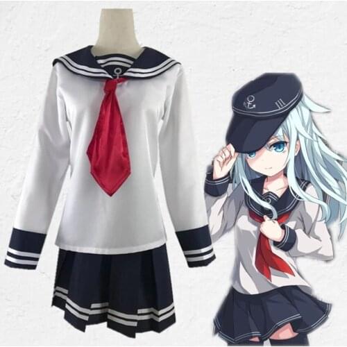 Anime Kantai Collection Cosplay School Uniform Japanese Destroyer Akatsuki Hibiki Ikazuchi Inazuma Sailor Dress Silvery wig