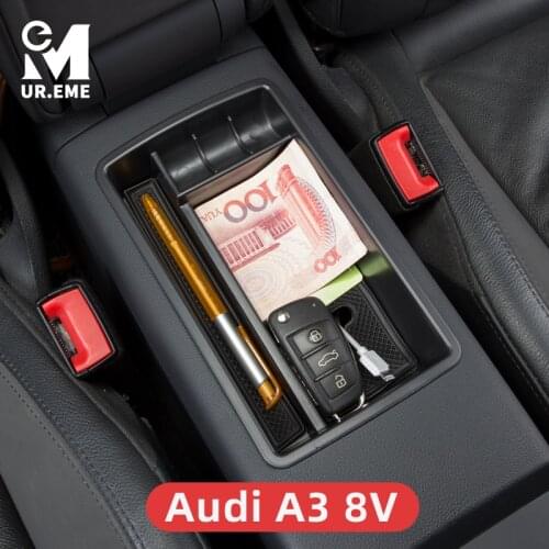 Car Interior Console Armrest Storage Box Auto Seat Organizer Container Holder Tray For Audi A3 8V Sportback Accessories