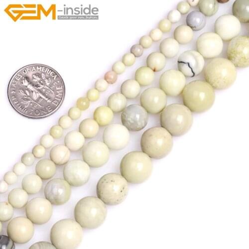 Gem-inside 4-10mm Natural Stone Beads Round Green Australia Butter Jasperss Beads For Jewelry Making 15inch DIY