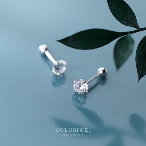 Colusiwei Hot Sale Authentic 925 Sterling Silver Classic Exquisite Sparkling Clear CZ Stud Earrings for Women Fashion Jewelry