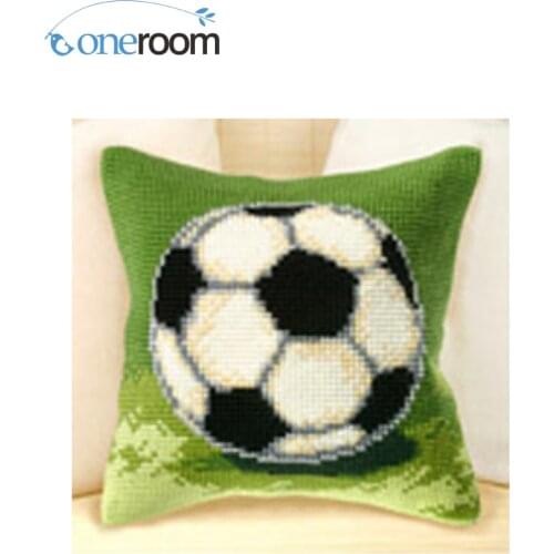 CX0193 Football DIY Acrylic Yarn Embroidery Pillow Tapestry Canvas Cushion Front Cross Stitch Pillowcase
