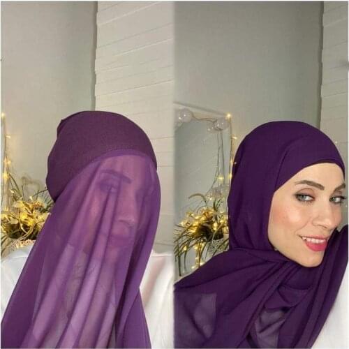 Design Elastic Rope Free Chiffon Hijab Women Jersey Bonnet Shawl Underscarf Cap Islam Inner Scarf Headband Stretch Turbante