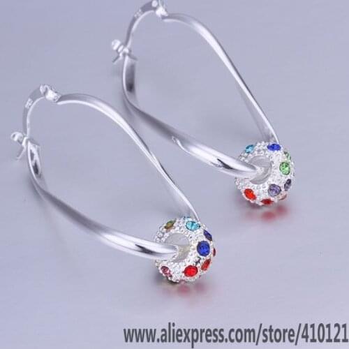 E245 Hot Sale High Quality Silver Color Fine Jewelry,Wholesale Sterling Jewelry Elegant Charms Fashion Inlaid Color Earrings/dm