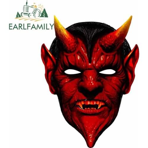 EARLFAMILY 13cm x 9.5cm For Devil Mask Satan Scratch-Proof Car Sticker Vinyl Material Decal 3D Funny Custom Printing Decor