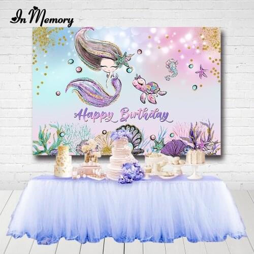 InMemory Beautiful Little Mermaid Girls Birthday Party Backgrounds Photo Studio Underwater Bokeh Glitter Photography Backdrop