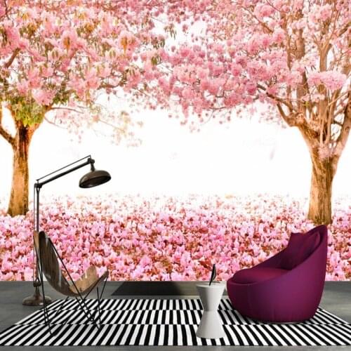 Photo wallpaper 3D stereo Romantic warm cherry tree boulevard murals backdrop wall wallpaper custom mural