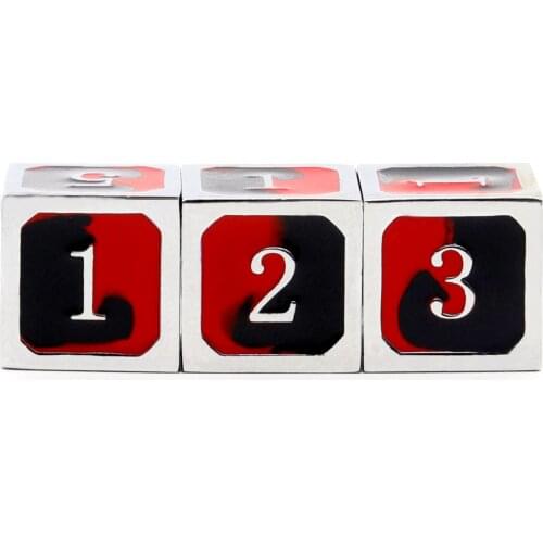 Haxtec Metal D6 Dice 3 Pack Silver Black Red Vampire Metal Die DND Dice RPG