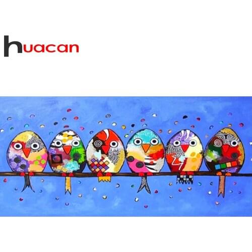 Huacan 5d DIY Mosaic Diamond Embroidery Complete Kit Cartoon Birds Diamond Painting Full Drill Square/Round Animal Wall Decor
