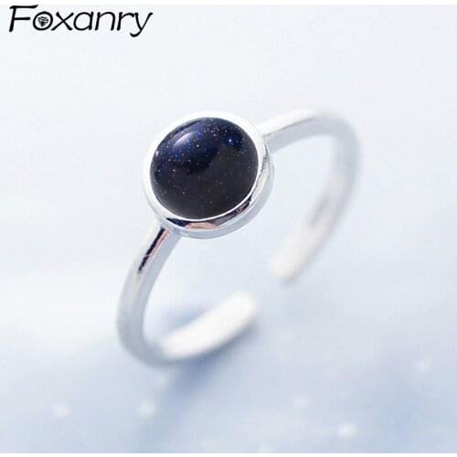 Foxanry 925 Sterling Silver Rings INS Trend Vintage Sweet Creative Design Purple Starry Sky Party Jewelry Gift Girls Accessories