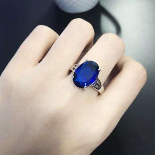 MOONROCY Blue Crystal Ring Silver Color Party Wedding Rings Oval Jewelry Wholesale for Women Gift Dropshipping Wholesale