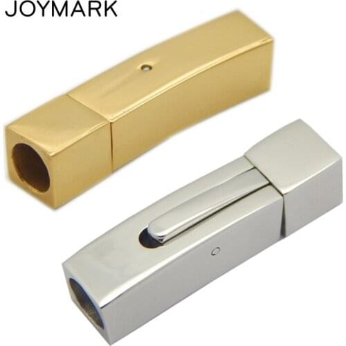 Stainless Steel Jewelry Component 3mm 4mm 5mm 6mm Hole Rectangle Box Clasp Snap Button Clasps For Leather Cord Bracelet BXGC-228