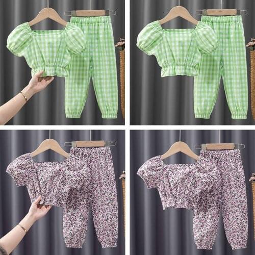 Girl Suits 2021 Summer New Baby Girls Short Sleeve Pants Two-piece Suits Kids Comfortable Clothes