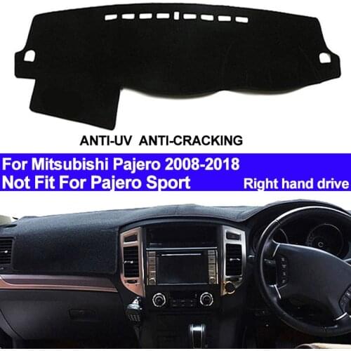 TAIJS RHD Car Dashboard Cover Dash Mat For Mitsubishi Pajero 2008 2009 - 2013 2014 2015 2016 2017 2018 Auto DashMat Carpet Pad