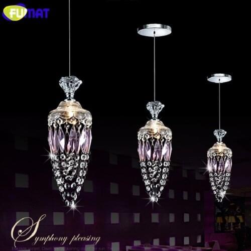 FUMAT Diamond Rose Crystal K9 Pendant Lamp LED G4 Purple Restaurant Chandelier Modern Decorate Light Hanging Lights Fixture