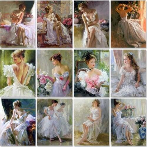 SDOYUNO Acrylic Paint By Numbers Figure Oil Painting By Numbers On Canvas 40x50cm Frameless DIY Women Home Decor