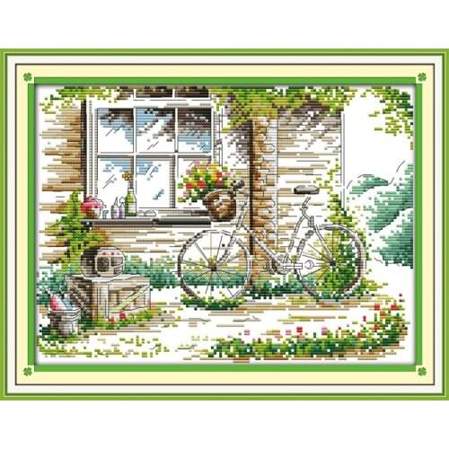 Quiet Out of the Window Scenic Needlework Cross stitch,Sets Embroidery kits,Printed Patterns Cross-Stitching,DIY Handmade