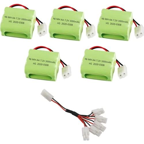 NiMH Battery 7.2V 3000mah with charger cable For Rc toy Car Tank Train Robot Boat Gun Ni-MH AA 2400mah 7.2v Battery group