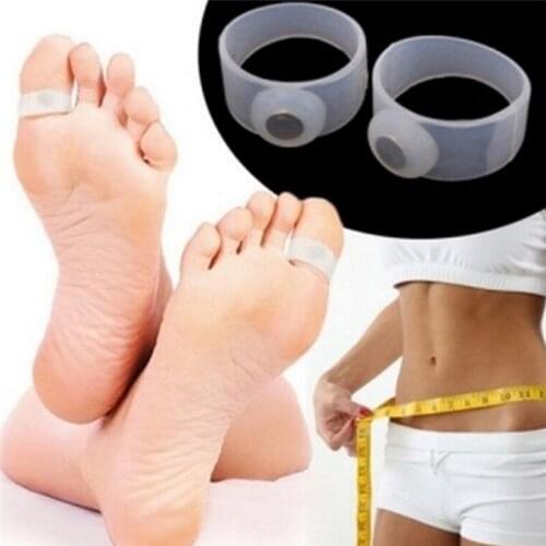 NEW 2pcs/pair Slimming Lose Weight Care Tool Silicone Magnetic Massage Foot Toe Rings