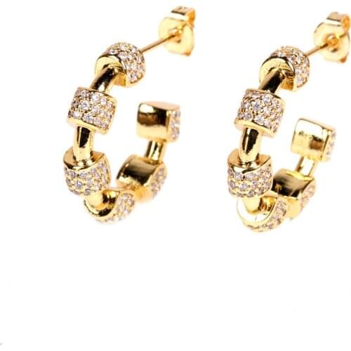 2021 New Earrings Micro Inlaid Zircon C-shaped Earrings Ins Fashion Personality Exaggeration Womens Earrings
