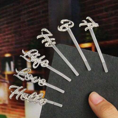 New Shiny Crystal Hairpins Rhinestones Word Letters Hair Clips For Women Girls Styling Tool Hairgrip Hairband Hair Accessories