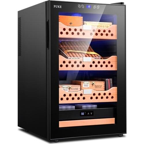 New FK-65C Cigar Humidor Cabinet Electronic Dual-core Refrigeration Cigar Cabinet 4-layer Humidor Box Cigar Cabinet 70L 220V 70W