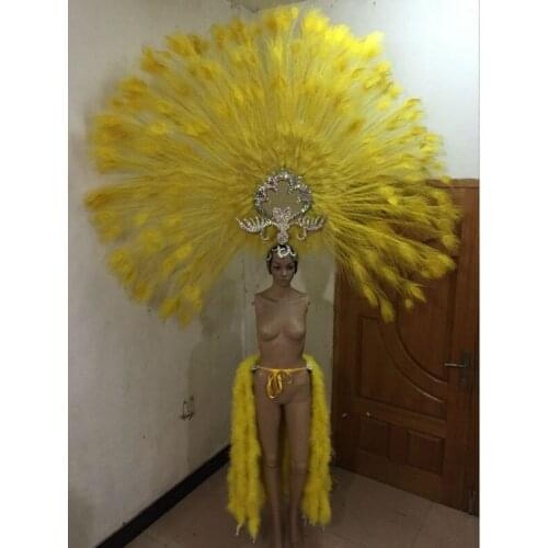 Feather clothing Stage performance catwalk carnival Headdress flower pubs party Mens wear womens clothing