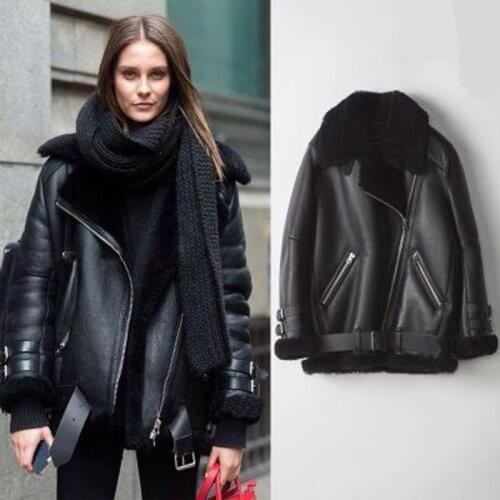 Winter Imitation Sheepskin Coats Women Thick Faux Leather Coat European Fleece Lining Jacket Moto &biker Jacket casaco feminino