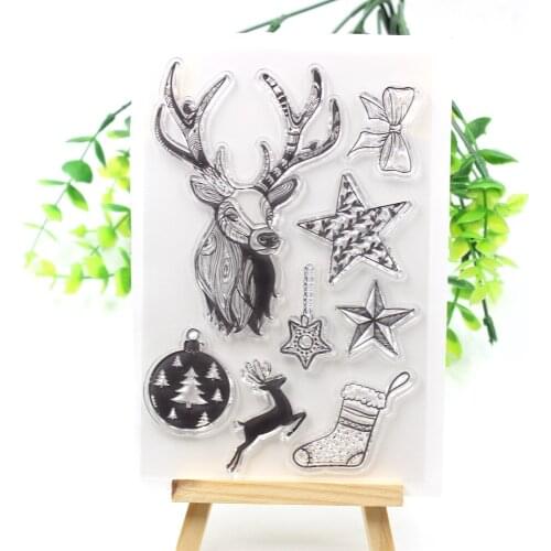 Christmas Deer Transparent Clear Silicone Stamps for DIY Scrapbooking/Card Making/Kids Fun Decoration Supplies