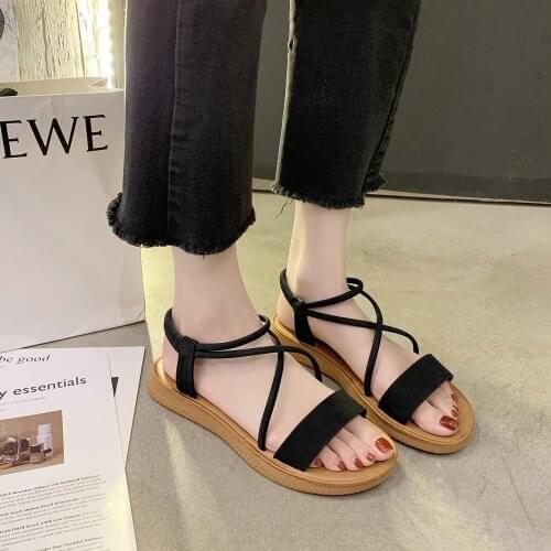 Womens Sandals Summer New Style Comfortable Fairy Flat Roman Sandals Casual Sandals Women Shoes Platform Shoes